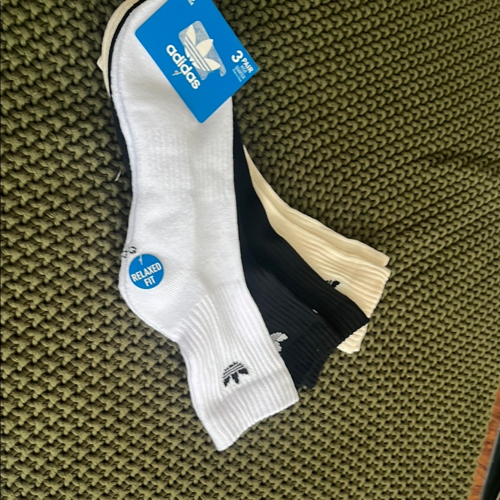 Adidas Athletic Socks White Black Performance